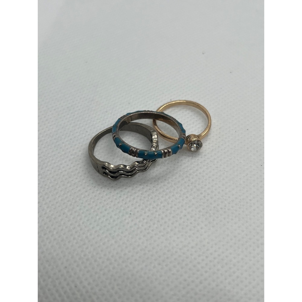Stackable Rings‎ Set Gold Blue Silver Fashion Jewelry Accessories